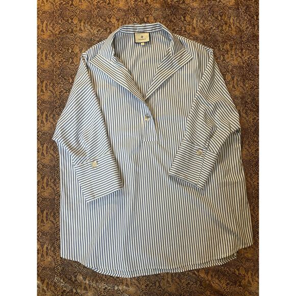 Tuckernuck Willow Tunic Blue White Stripe Oversized Poplin Half Placket Preppy S - Picture 2 of 6